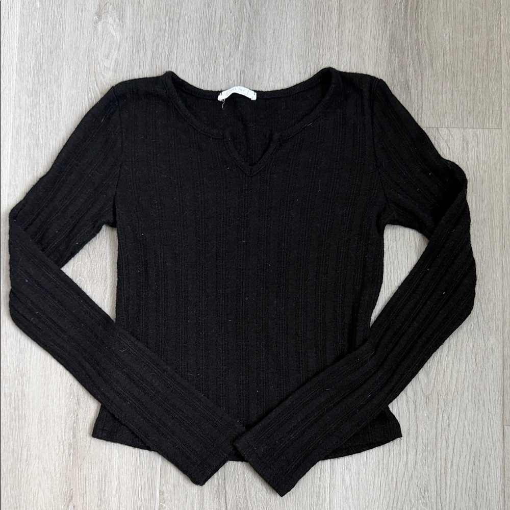 Full Tilt Black Ribbed Long Sleeve Top girls size large